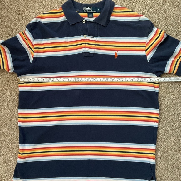 Y2K Polo by Ralph Lauren men’s size large blue with colorful stripes - Picture 5 of 10
